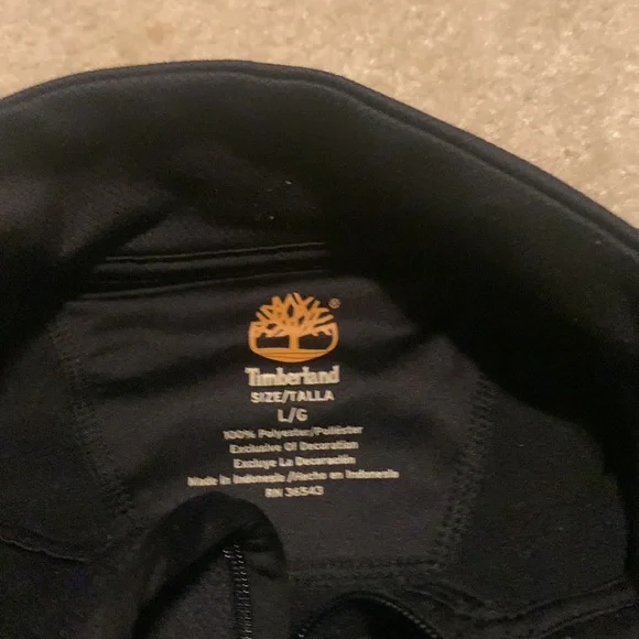 Large Black Timberland Quarter-Zip Jacket Sweater - Picture 3 of 3